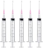 TOUFEIYUAN 手芸用 注射器 シリンジ インジェクター 注射筒 5本 5枚3ml 20G注入針 接着剤 インク 補充 補修用注射器 ハーバリウムオイル レジン ハンドメイド 器具 (3ML, 20G針)