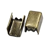 【アクセサリーパーツ・金具】ツメ付ひも留めゴム留め金具・Mサイズ 金古美アンティークゴールド 10コ入り NO.3