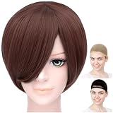 CaseEden コスプレ ウィッグ フルウィッグ 耐熱 ショートボブ ショート ダークブラウン こげ茶 WIG6119