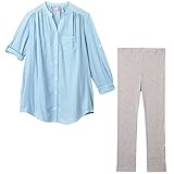 アビックス マミールナ マタニティパジャマ長袖授乳便利仕様 M-L ブルー ダブルガーゼ・スムース 377446