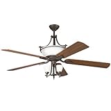 Kichler Lighting 300011OZW Olympia 60-Inch Ceiling Fan with Reversible Blades and Cased Opal Glass U