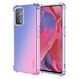 OPPO A54 5G ケース クリア 耐衝撃 透明 グラデーション色 OPPO A74 5G TPUバンパー カバー 薄型 Qi充電対応 擦り傷防止 軽量 PC ストラップホール付き グラデーション OPPO A54 5G/A74 5G/A93 5G ケース 防塵 耐久 人気 （ブルー/ピンク）R93-JB-A54-5G-LF