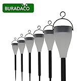 LEDソーラーライト,BURADACO 7色 アウトドアライト[6本セット] 防水 昼間 自動充電 夜間 自動点/消灯 省エネ 屋内 屋外 飾りランプ