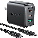 ACEFAST PD 充電器 Type C 65w 3台同時 iPhone 16対応 急速充電器 タイプ C 充電器 USB-C×2 & USB A 3ポート ACアダプター【PSE技術基準適合/折りたたみ式プラグ/PPS規格対応 iPhone/MacBook Pro/Max iPad/Android/Galaxy S23 / S22+/S22/Switchなど対応（ブラック）