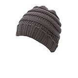 HUHU ニット キャップ 帽子 子供用 フリーサイズ 無地 かわいい 防寒 (錫色)