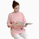 授乳服 トップス 長袖 産前 産後 対応 妊婦服 授乳服 フォーマル トップス 秋冬 長袖 コットン オシャレ ゆったり 授乳口付き マタニティ 2色入 (XL, ピンク)
