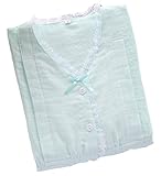 Godlovefullレディース パジャマ 上下セット 前開き 長袖 春夏秋 綿 ルームウェア 2重ガーゼ 部屋着 寝間着 便利服 柔らかい 入院 産後 授乳口付き マタニティ パジャマ (L, グリ