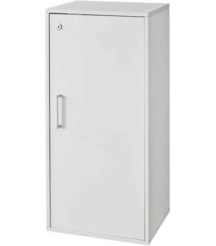 Amazon｜鍵付きボックス/扉付き収納ラック 〔3段 ホワイト〕 高さ87cm