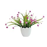 Zhhlinyuan 良質 Fashion Crafts Artificial Floral Potted Plants Small Ceramic Vase Set