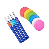 PH PandaHall 10点セット 彫刻ツール（4点） 彫刻用 ラウンド ブロック（6個） ゴム スタンプ 丸形 ゴム印 彫刻道具 手彫り 木彫り 切削工具 彫刻・木工・DIY・伝統工芸・美術専門