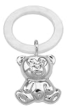 スターリングシルバーテディBear Baby Rattle Sim。母のパールTeething Ring