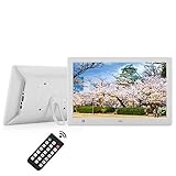 デジタルフォトフレーム 10.1インチ 1280*800高解像度IPS液晶 人感センサー 自動再生 写真/動画/音楽再生 時計/カレンダー/