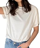 [神戸レタス] Tシャツ レディース トップス 半袖 丸首 綿100% カジュアル 仕事 通勤 バイト おしゃれ [C5106] S オフホワイト1