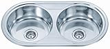 Kitchen Sinks Inset Double Round Bowl (P01) Polished Finish