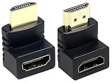 HDMIアダプタ 変換コネクト L字 L型 90度 270度 オス メス 中継 TV Stick PC対応 (上向き(270度)+下向き(90度), 各1個計2個)