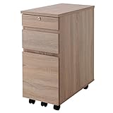 LOWYA （ロウヤ） ワゴン オフィス チェスト 3段 キャスターロック A4ファイル収納可能 新生活 おしゃれ オーク