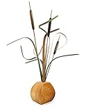 American Made木製Cattails Tabletop Arrangement with Oak花瓶