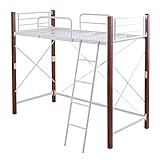 天然木&amp;スチール使用ジョイントベッド ロフト＆ミドルタイプ iri0043setwhbr ホワイト×ブラウン色