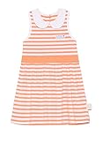 (ジーヒャク)G100 子供服 ガールズ 可愛い 折り襟 袖なし ハイウエスト横縞 ワンピース オレンジ サイズ130