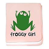 CafePress – Froggy Girl – スーパーソフトベビー毛布、新生児おくるみ ピンク 04939800026832E