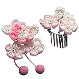 [ 京都きもの町 ] 子供用 髪飾り ピンク×白 梅小花 七五三 子供用 髪飾り つまみ細工 髪飾り