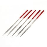 uxcell　ダイヤモンドヤスリ　三角形ファイル　ラバーハンドル　ツール　3mm x 140mm　5本入り