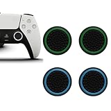 SZSL PS5 コントローラー スティックキャップ PS4 / PS3 / Xboxアナログスティック 保護カバー (4個セット) 対応 親指 スティックカバー シリコン コントローラー スティックキャップ 専用 (ブルー 2枚 +グリーン 2枚)