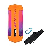 for JBL Pulse 4 Bluetooth スピーカー保護ケースカバー エストスピーカーシリコーンカバーポータブル保護ケース for JBL パルス 4 ワイヤレス Bluetooth スピーカーバッグ スピーカシリコン収納ケース ワイヤレスBluetoothスピーカー用 シリコーン保護スリーブ 落下防止 傷防止 ベルトとカラビナ付き (オレンジ)