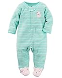カーターズ（Carter's) 女の子用ミントグリーンボーダーネコさんパイル地足つきカバーオール (6months(61-67cm)) [並行輸入品]