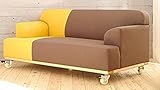 北欧風 2色対応 布張り製 160cm幅2人掛けソファ (ブラウン/イエロー)