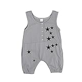 Karchi 　ベビー用ロンパース　カバーオール　　子供連体服 　 　　男の子用 　　　無袖子供星模様連体服　 春夏 可愛い ベビ用連体服 　 柔らかい おしゃれ 　新生児　幼児　赤ちゃん　 グレー 
