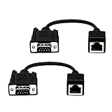 D DOLITY 2ピース　 DB9→RJ45 ケーブル　 DB9オス→RJ45 メス　アダプタケーブル　コード　エクステンダーVGA→LAN CAT5