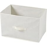 収納ボックス/不織布製インナーボックス 横型 取っ手付き 幅39cm×奥行25cm×高さ25cm IV アイボリー