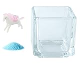 花市場直送便 ミニチュアガラス ペガサス ピンク & カラーサンド スカイブルー & 植え込み用グラス ニューブロックS