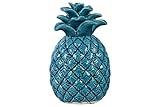 Urban Trends Collection 13898 4 Piece Embossed Lattice Design Ceramic Gloss Blue Pineapple Figurine,