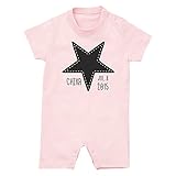 名前入り 半袖 ロンパース [HR401] 70cm ライトピンク×ダークグレー柄 出産祝い 誕生日 プレゼント おしゃれな 名入れ ベビー服