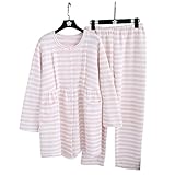 Royanney パジャマ レディース ルームウェア マタニティ 綿 オーガニック コットン100 長袖 冬 前開き 出産パジャマ 産後パジャマ 寝間着 上下セット あったか 長い丈