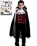 [マドルガーダ] ヴァンパイアプリンス キッズコスチューム ハロウィン タトゥーシール付き 2点セット 男の子 S596 (XL(130cm-140cm))