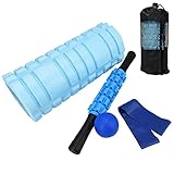 ストレッチグッズ 5点セット フォームローラー バンド ボール 自宅 ジム マッサージ 収納バッグ付き