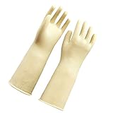 Flameer ゴム手袋　 作業グローブ　ロング　ガーデン　消毒 清掃 家事 工業用　耐酸性　快適　1ペア　全7サイズ　白色＆黒色 - ホワイト55cm