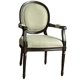Crestview Collection CVFZR680 Birch Furniture Huntington Linen Round Back Accent Chair [並行輸入品]