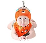 Doitsa 帽子 ハット 赤ちゃん 新生児 ベビー寝るキャップ 子供 可愛い 寝帽 やわらか 動物 単帽 春 夏 秋 睡眠 三角ビブ付き 誕生日 プレゼント オレンジ