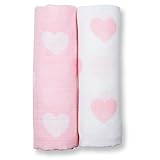lulujo Baby Modern Me Collection 2-Piece Cotton Muslin Swaddling Blanket Pink Hearts [並行輸入品]