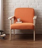 コンパクト 木肘ソファ (1人掛け) (フレッシュオレンジ)