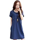 【SEBLES】マタニティ 妊婦 服 ワンピース ドレス 無地 半袖 Aライン スカート ひざ上 シンプル 大人可愛い コットンリネン 涼しい 夏(タイプB,M)