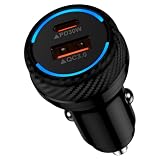 Vedfoad 48W シガーソケット USB C&USB A【PD30W+QC18W 急速充電】PD/QC3.0対応 2ポート カーチャージャー コンパクト USB シガーソケット 12V-24V車対応 タイプｃ カーチャージャー LEDライト付き 車充電器iPhone16、15、14、13、12、11、i-Pad、Samsungなどの機種に対応（ブラック）