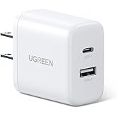 UGREEN USB 充電器 20W,USB-A+USB-C コンセント アダプターPSE技術基準適合 PD3.0 急速充電iPhone16/15/14/13/iPad/Android/GalaxyS24-S10/各種機器対応