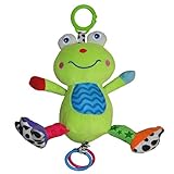 DEHANG ベビーカー用おもちゃ 赤ちゃんのおもちゃ はじめてにぎにぎ ラトル音楽おもちゃ - 緑カエル