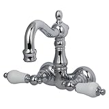 キングストン真鍮cc1076tヴィンテージ壁マウントClawfoot浴槽フィラーwith磁器L、 3-3/8-Inch Center CC1076T1 1