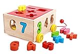 yasushoji 木のおもちゃ パズル 知育 玩具 形はめ ブロック ボックス 数字 車 YS444